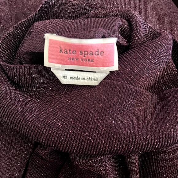 Kate Spade Purple Maroon Sparkly Metallic Turtleneck Sweater EUC Size Medium - Picture 4 of 5